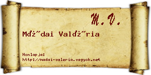 Mádai Valéria névjegykártya